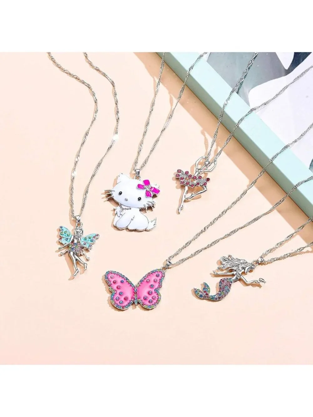 Adorable Pastel Crystal Necklaces for Teens - Unicorn & Fairy Gifts, Dainty Set